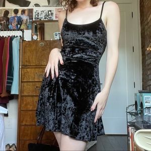 urban renewal crushed velvet black skater dress